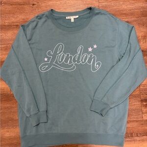 Seven7 Teal Crewneck London Star Crewneck Top Oversized Cozy Crewneck